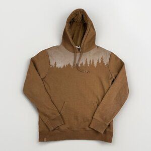 Ten Tree Juniper Trees Print Sky Forest Orange / Brown Hoodie Men Sz S Read*